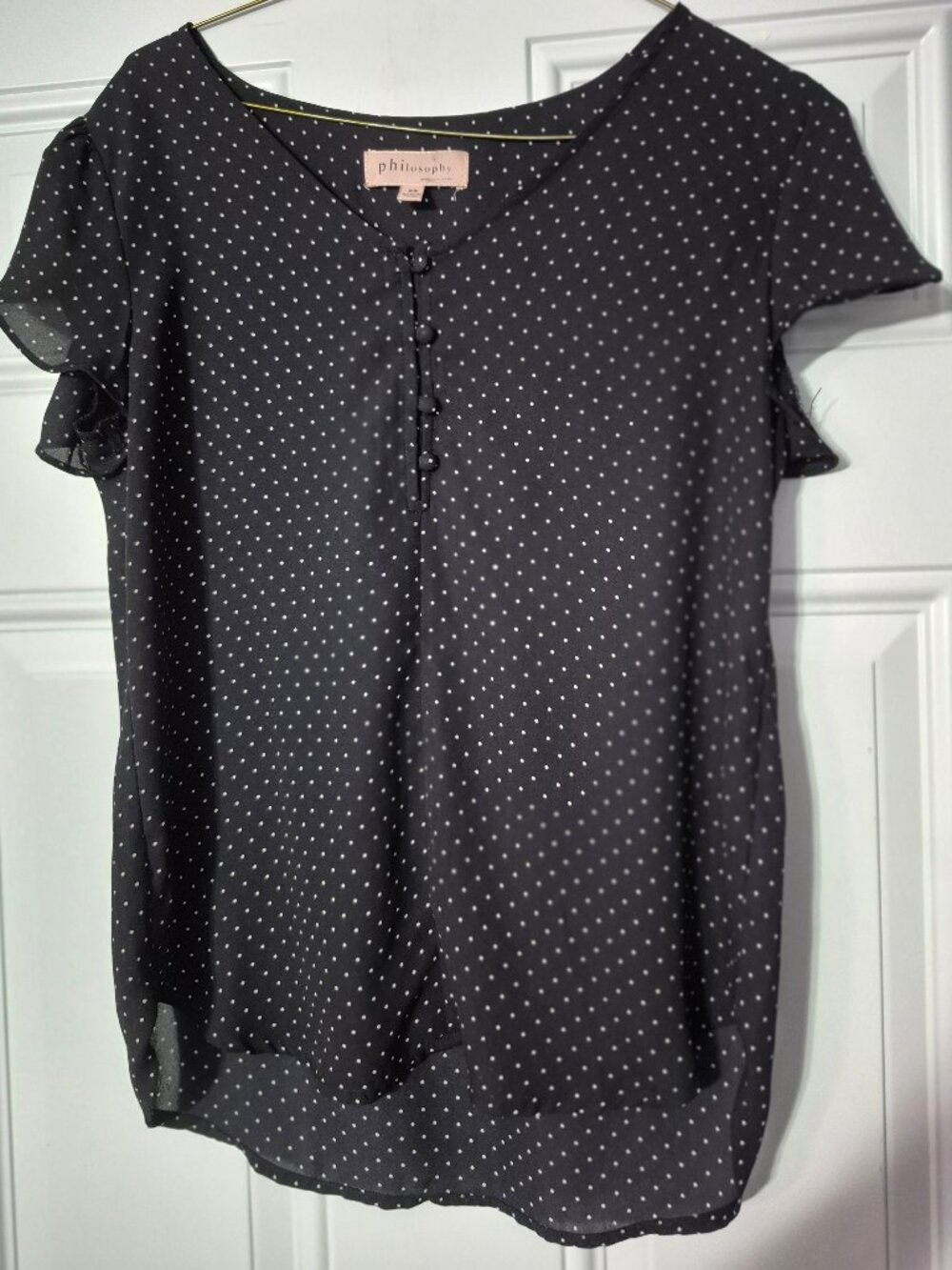 Perfect Top, XS. Black w/tiny white dots. Philosophy